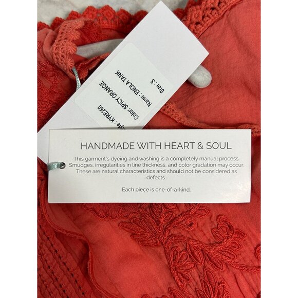 Kyla Seo Embroidered Fit and Flare Enola Tank in Spicy Orange - Sz S - NWT - Picture 6 of 9